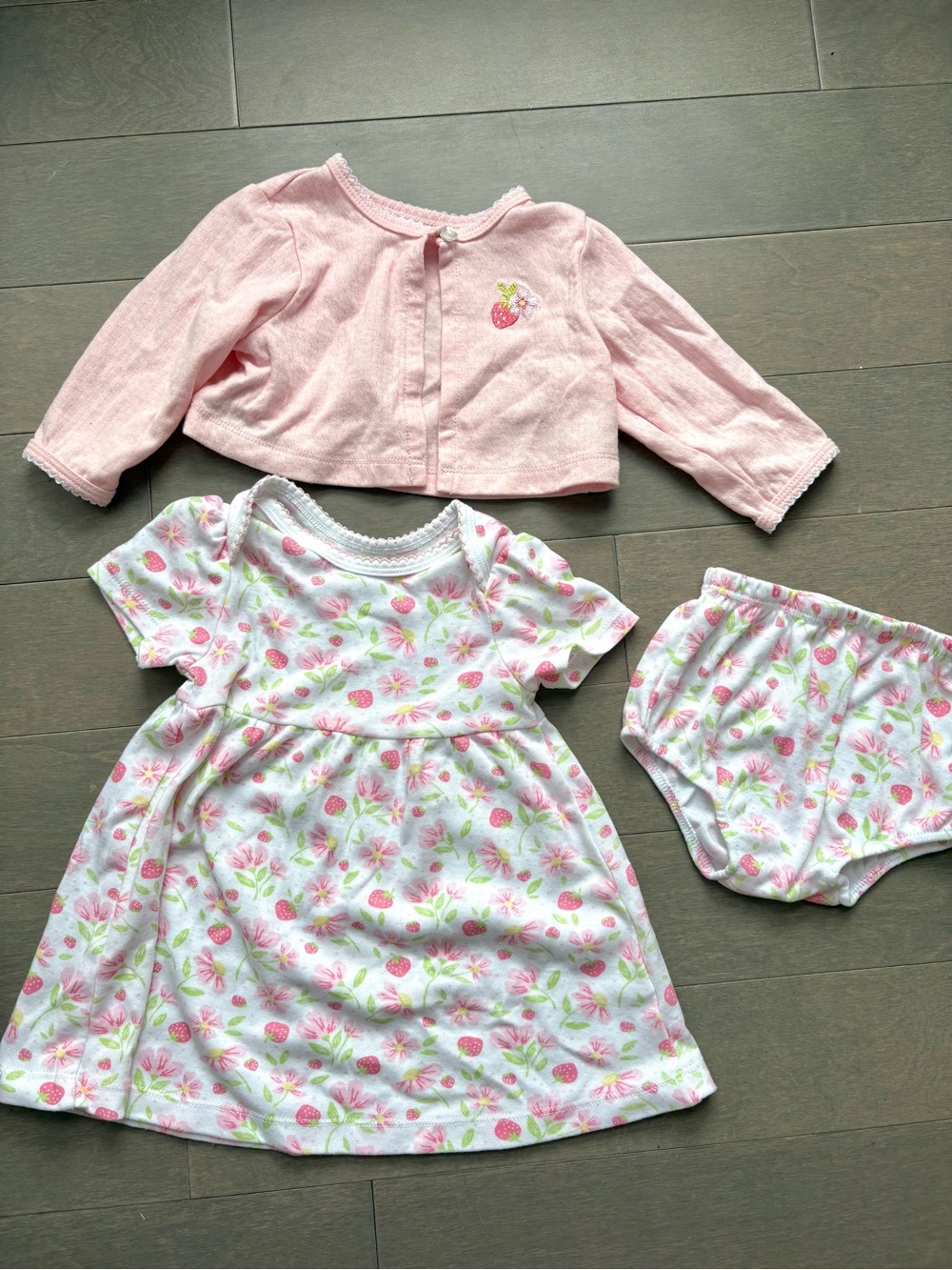 NWOT Little Me Pink & White Floral Baby Dress Set, 9M